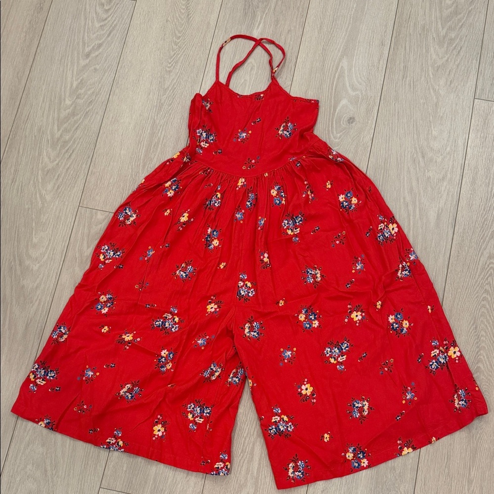 Nordstrom Flowy Floral Red Kids Jumpsuit size 8/10